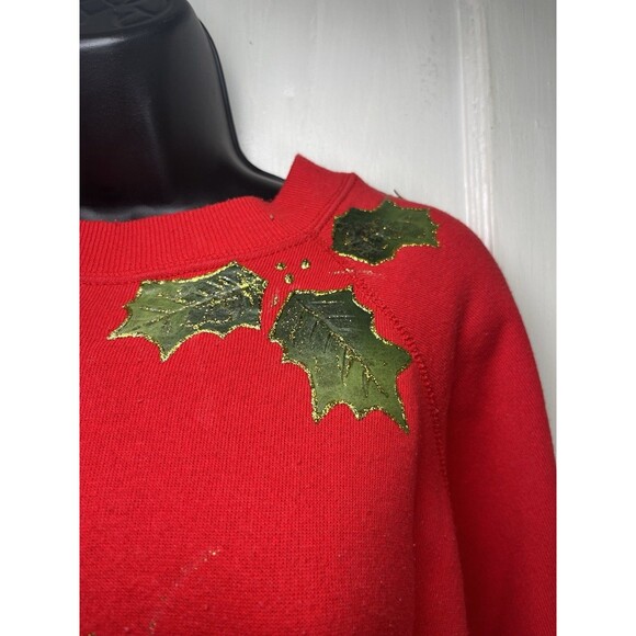 Hanes Her Way Christmas Sweatshirt Pullover Red Vintage Holiday Festive Shirt - Picture 5 of 12